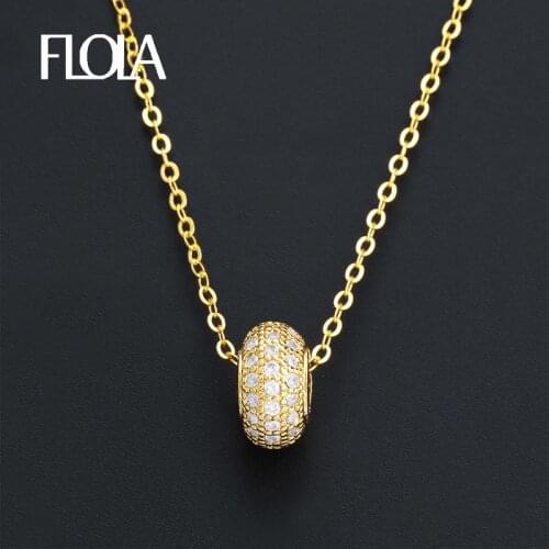 FLOLA Cute Long Necklaces for Women Gold Pendant CZ Necklace Valentines Day Jewelry Minimalist Gold Chain Necklace Long nkep03