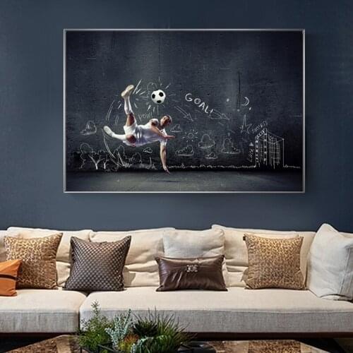 Graffiti Street Art Painting Footbal Star Posters Print Canvas Art Painting Wall Art Pictures for Living Room Unframed