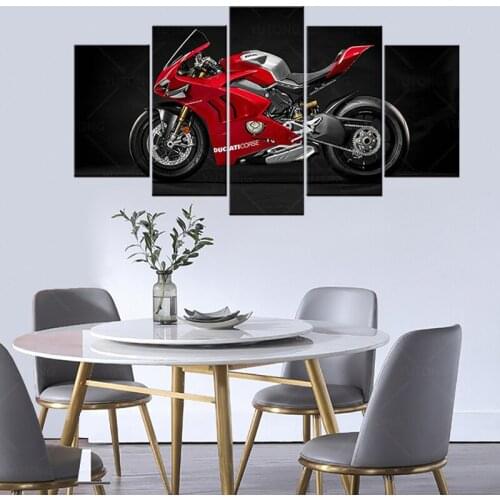 Ducati Panigale V4 R Race Motorcycle Canvas Painting 5 Pieces Wall Art HD Prints Modular Pictures Home Bedside Decor Poster