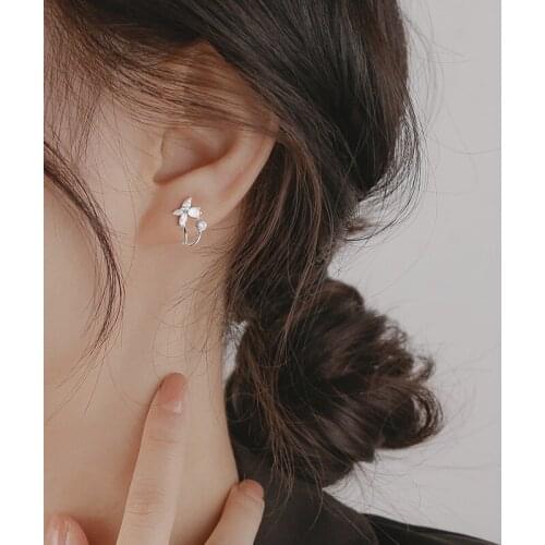 KISSLOVE 1 Pair Designer Style Micro Inlay Zircon Butterfly Stud Earring Beautiful Flower Earrings For Women Girls Gift Jewelry