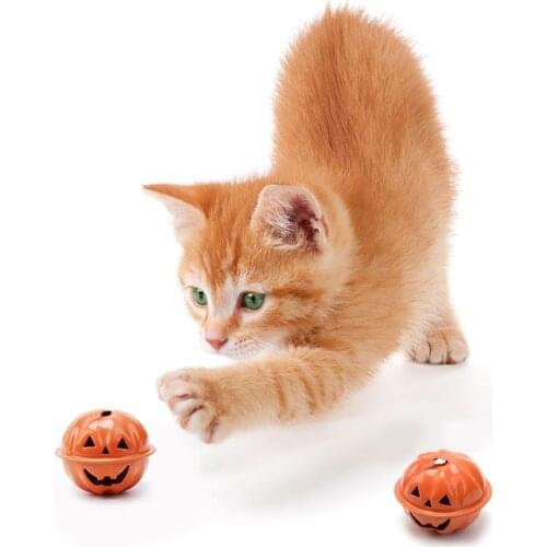 2PCS Halloween Pumpkin Bells Cat Interactive Toy Metal Pumpkin Bell Puppy Cat Collar Bell Dog Training Toy Funny Pet Supplies