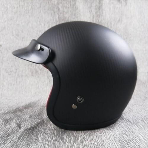 New arrival leather vintage motorcycle helmet matte black open face half carbon fiber motorbike helmets moto helmets