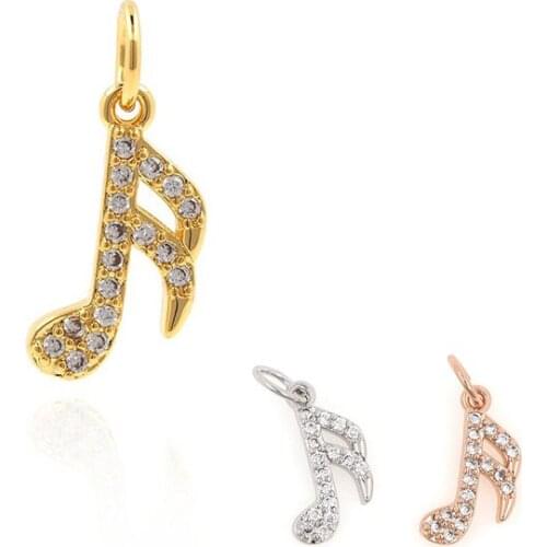 CZ Trend Japanese And Korean Pop Creative Music Symbol Mens Necklace Ladies Personalized Exquisite Gold Pendant 17x6.8x1.7mm