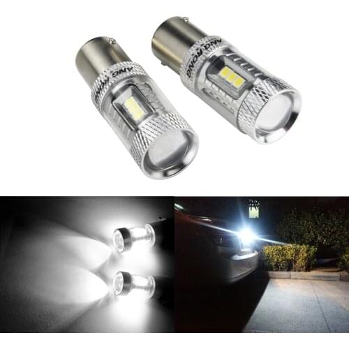 ANGRONG 2x BA15s P21W S25 R5W R10W 1156 Bulb SAMSUNG LED Tail Brake Stop Light White(CA221x2)