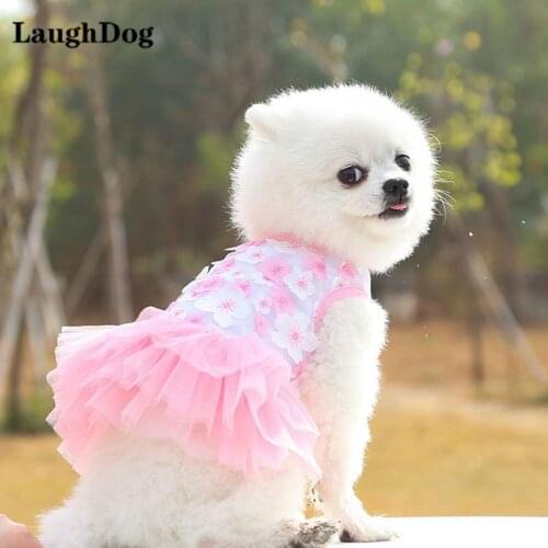 Summer Spring Pet Clothes Wedding Party Dress For Small Dogs Solid Flower Puppy Princess Dress Short skirt Chihuahua Clothing