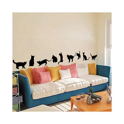 150X26cm Cute Large 9 Cats 3D Wall Stickers PVC Vinyl Home Art Decor Kids Room Living Room Decal Mural