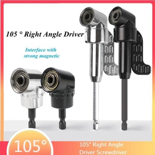 Adjustable 105° Right Angle Driver Screwdriver Hand Tools Set 1/4 Hex Shank For Power Drill Screwdriver Bits Tools