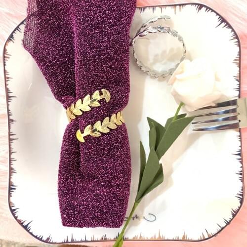 Wedding table set leaf type metal napkin ring European style napkin buckle gold silver high-end napkin ring