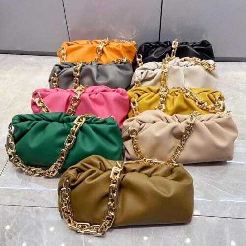 2021 new bag thick chain cloud bag soft cowhide handbags leather hand-held armpit bag