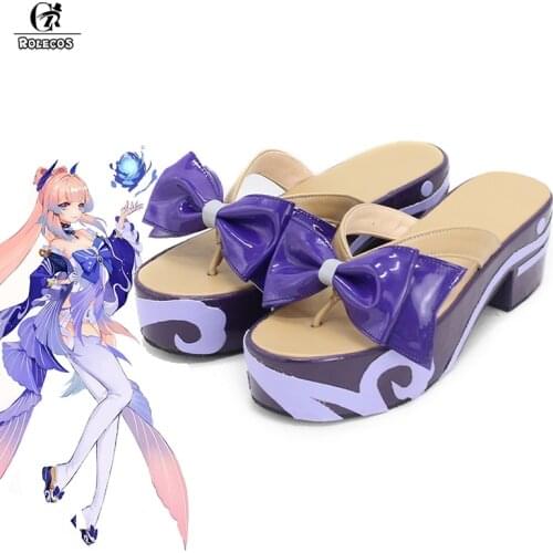 ROLECOS Genshin Impact Kokomi Cosplay Shoes Game Genshin Impact Sangonomiya Kokomi Cosplay Shoes High Heels Shoes for Woman
