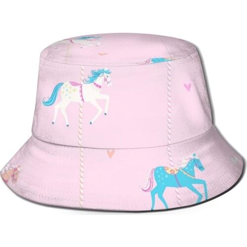 CINESSD Pink Unicorns Bucket Hat Summer Hats Fisherman Hat Foldable Women Men Sunscreen Shade Caps