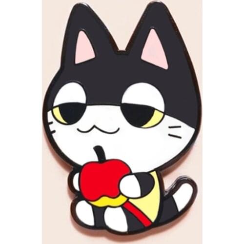 Pastel Animal Crossings Villagers Punchy Hard Enamel Pin New Horizons Cute Cartoons Tuxedo Black Cat Brooch Jewelry Fans Gift