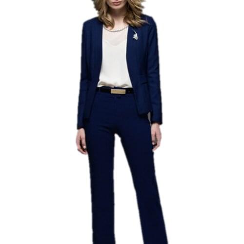 Jacket+ pants fashion office lady Slim womens suit two-piece suit custom made womens casual pants suits брючный костюм женский
