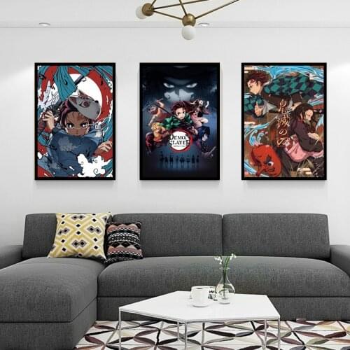 Anime Kimetsu No Yaiba-Devil Killer Poster Canvas Print Childrens Room Wall Decoration Art Picture Frameless Painting