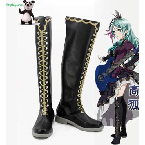 BanG Dream! Roselia Opera Of The Wasteland Hikawa Sayo Black Shoes Cosplay Long Boots Leather Custom Made For Christmas