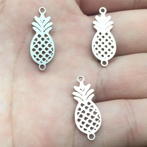 Pineapple Stainless Steel Connectors 10pcs Silver Fruit Ananas Charm Necklace Connector Diy Bracelet Jewelry Making Finding