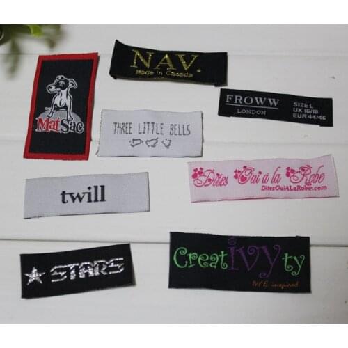 Cut and folded Clothing woven brand labels private logo labels for garment 1000pcs lot