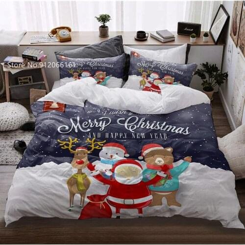 Merry Christmas Bedding Set Santa Claus Bed Quilt Cover 3D Print Holiday Festival Duvet Cover For Children Teen Bed Cover Set