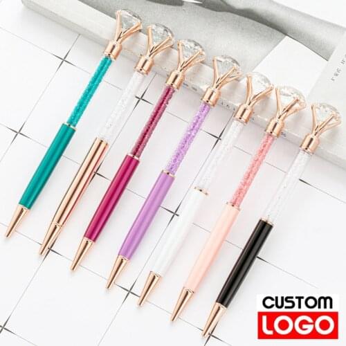 1pcs Kawaii Big diamond metal Ballpen Ballpoint Pens Student Pens For School Stationery Office Supplies 1.0mm