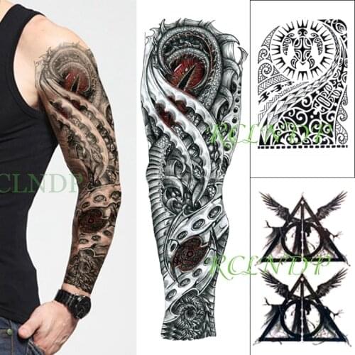 Waterproof Temporary Tattoo Sticker Mechanic Alien Eye Full Arm Totem Tortoise Demon Fake Tatto Flash Tatoo for Men Women 3 Pcs