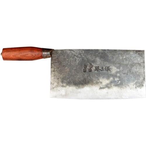 ZhenSanHuan Handhammered Forged Kitchen Knife Cleaver Full Tang Carbon Steel- Cleaver For Meat & Vegetables