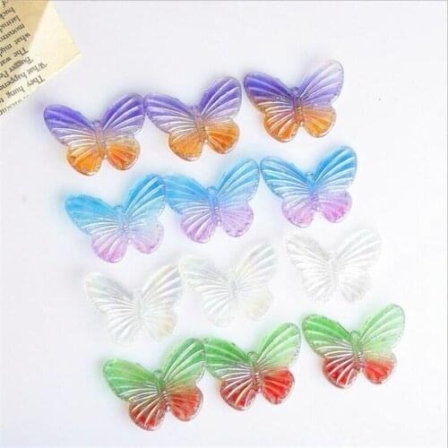 10pcs/lot new creative colorful resin butterfly charms connectors for diy earrings craft ornaments jewelry findings accessories