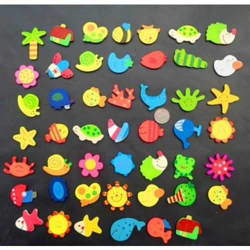 12Pcs/Set Baby Cute Fridge Magnets Wooden Cartoon Animal Fridge Stickers Child Educational Toys Gifts Christmas Gifts for Kids