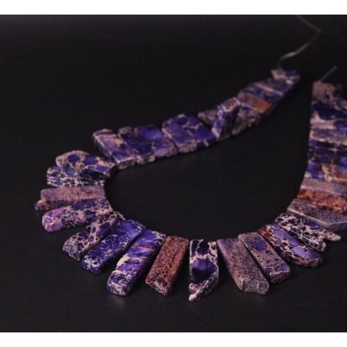 15.5"strand Purple Sea Sediment Jaspers Top Drilled Raw Slice Loose Beads,Ocean Emperor Stone Jades Slab Pendant Necklace Making