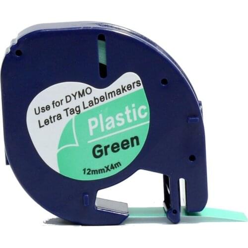 Free shipping 3PK Compatible DYMO LetraTAG black on green plastic tape 91204