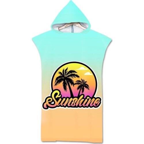 Quick Dry Beach Hooded Coconut Palm Pattern Printed for Man Woman Adult Hooded Bath Towel Baby Adult Bath Soft Towel