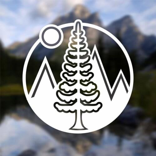 Black/Sliver Mountain Pine Tree Design Car Sticker Small/Big Size Adventure Theme Removable Waterproof Window Body Decal CL872