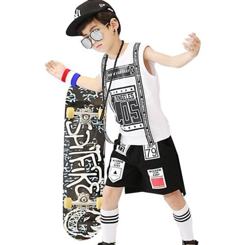 Kids boy clothes for summer 2018 children clothing set 5 8 10 12 years for boys white t-shirts + pants hip hop clothes boys set