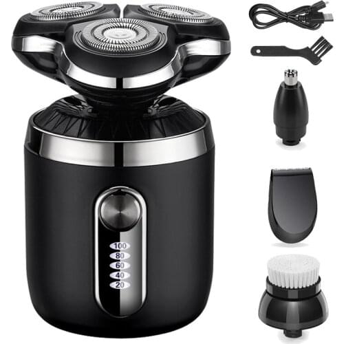 Electric Shaver for Men Wet and Dry Waterproof Cordless 3D Rotary Shavers USB Rechargeable Beard Trimmer with LCD Display