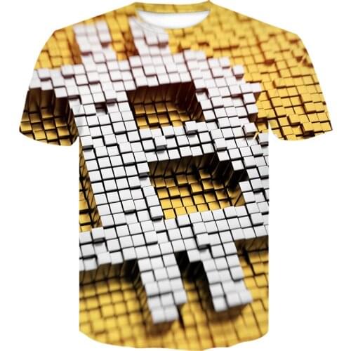 Exploding foreign trade mens bitcoin (Bitcoin) 3D printed t shirt summer Hip Hop T shirt Personalit Teens tshirt Casual tops