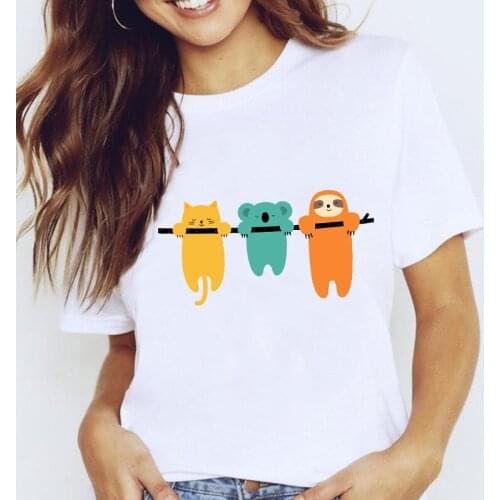 Women Graphic Cartoon Sloth Lovely Funny Cute Trend Fashion Spring Lady Clothes Tops Clothing Tees Print Female Tshirt T-Shirt