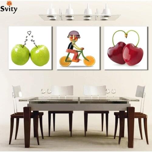 Giveaway wall sticker fruit green canvas painting modern wall paintings for home decorative wall picture paint on canvas prints