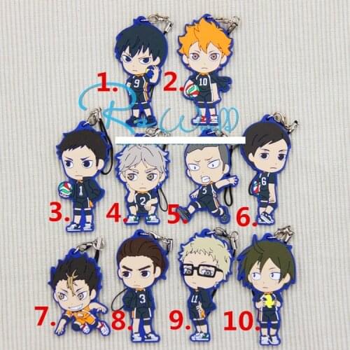 Haikyuu Anime keychain Oikawa Tooru Kozume Kenma Kuroo Tendo Satori Koutarou Hinata Rubber strap/mobile phone strap D194