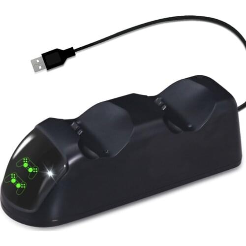 Game Console Dual Controllers Charging Dock Station With USB Charging Cable LED Indicate Display Screen Charger For PS4/PS4 Pro