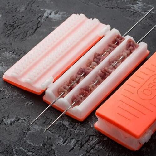 1pcs BBQ Tools Meat Grill Skewer Barbecue Grill Needle Box Safety Meat Vegetable String Shish Beef Mutton Kebab Skewers Maker