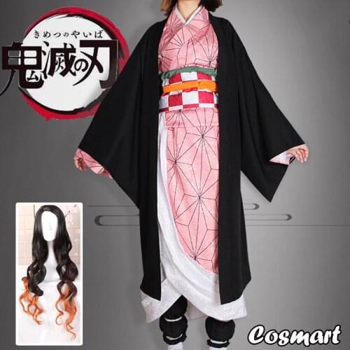 Anime!Demon Slayer Kimetsu no Yaiba Kamado Nezuko Cosplay Costume Kimono Uniform Halloween Suit For Women Men Outfit New