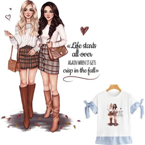 Good Sister Iron On Patch Beautiful Girl Hot Tear Diy T-Shirt Dresses New Design Thermal Transfer Iron-On Transfer