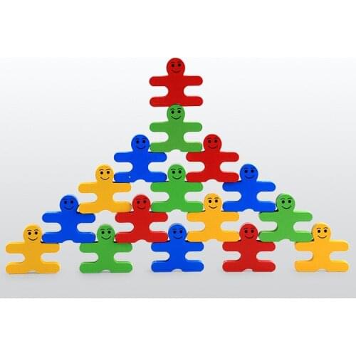 Creative Wooden Cartoon Balance Villain Building Blocks Children Wood Building Blocks Kindergarten Early Education Toys