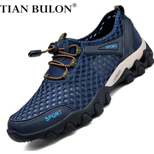 Summer Men Casual Sneakers Breathable Mesh Shoes Mens Non-Slip Outdoor Hiking Shoes Mens Climbing Trekking Shoes Zapatos Hombre