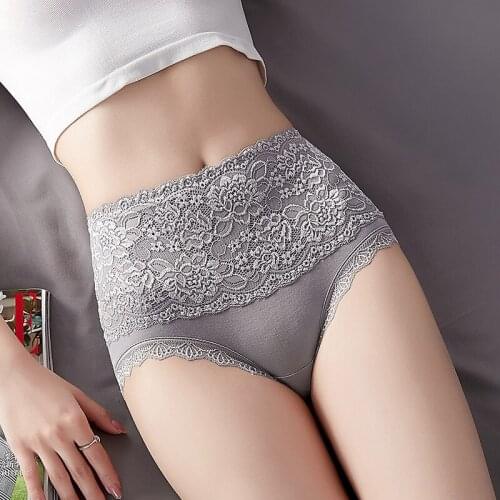 High Waist Lace Hip Lift Large Size Flowers Sexy Womens Underwear Cotton Body Sculpt Exquisite Unique Youth Female Panties A34