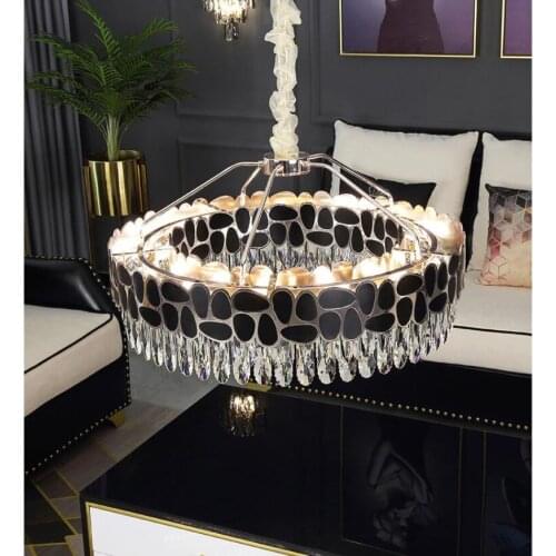 Loft modern chandelier living room luxury crystal chandelier round bedroom lighting dining room decoration lamp