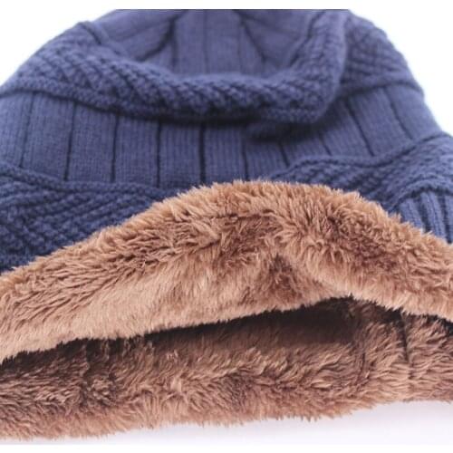 Mens knitted hat beanies woolen plus velvet padded warm hood for cycling winter knit hat beanie hat winter hats for men