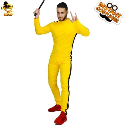 Mens KongFu Yellow Costumes Carnival Party Role Play Costume Halloween Warrior Dress Up Outfits for Adult