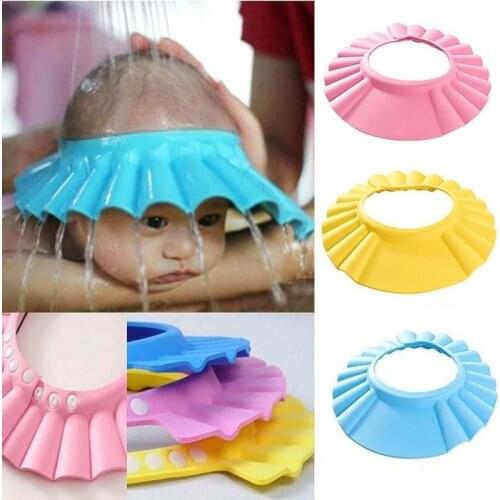 2Pcs Soft Baby Kids Children Shampoo Bath Shower Cap Adjustable Baby Shower Hat Baby Shampoo Cap Wash Hair Shield