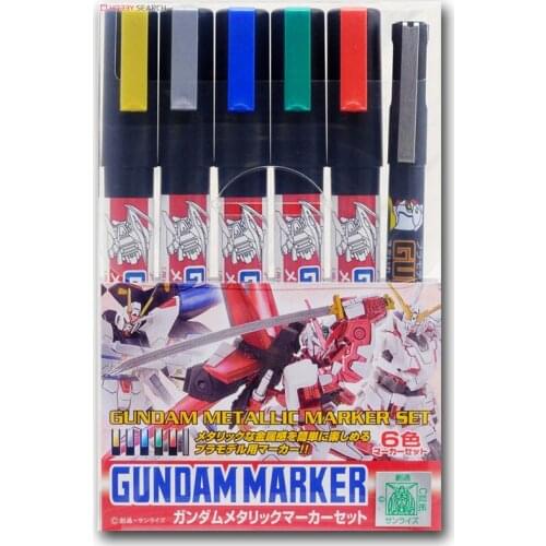 MR-HOBBY GMS121 Gundam Metallic Marker Set, 6pcs Gundam Marker Pen