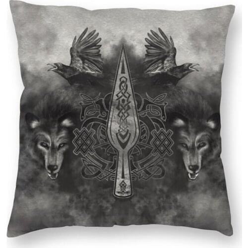 Gungnir Spear Of Odin Cushion Cover 40x40 Home Decor Printing Valhalla Viking Norse Wolf Throw Pillow Case for Living Room